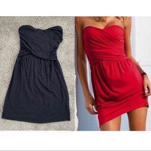 Black Victoria's Secret Strapless Black built in bra dress